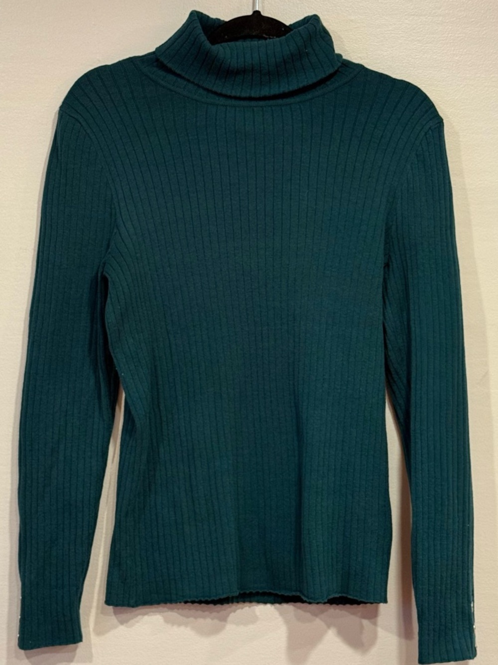 Croft & Barrow Ribbed Lightweight Turtleneck Dark Green Sweater Women's Medium